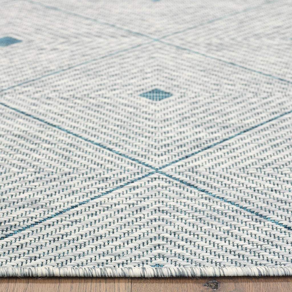 5' X 8' Blue And Gray Indoor Outdoor Area Rug - Image 4