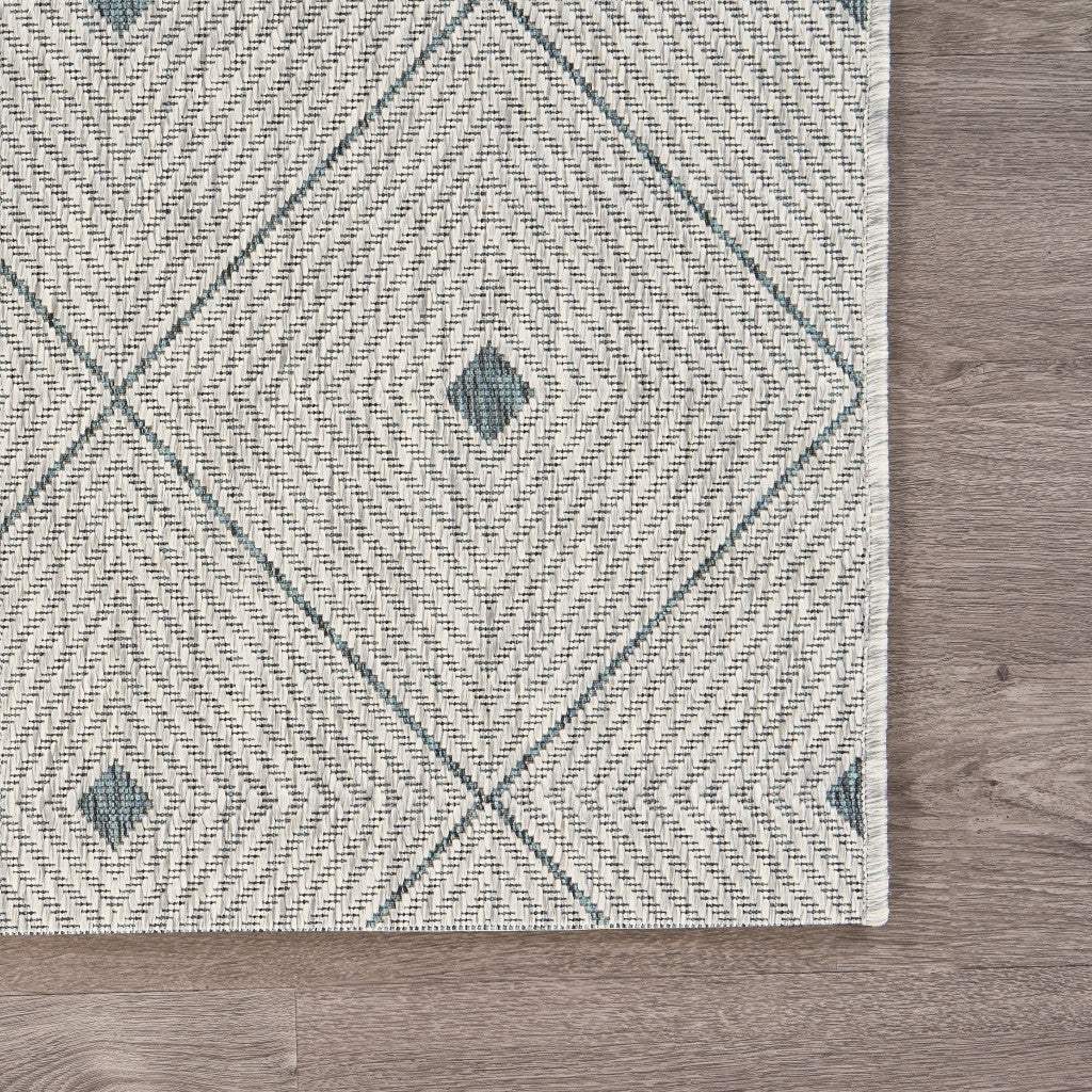 5' X 8' Blue And Gray Indoor Outdoor Area Rug - Image 6