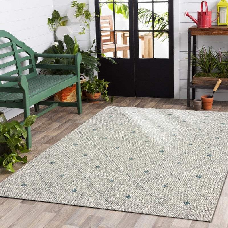 5' X 8' Blue And Gray Indoor Outdoor Area Rug - Image 8