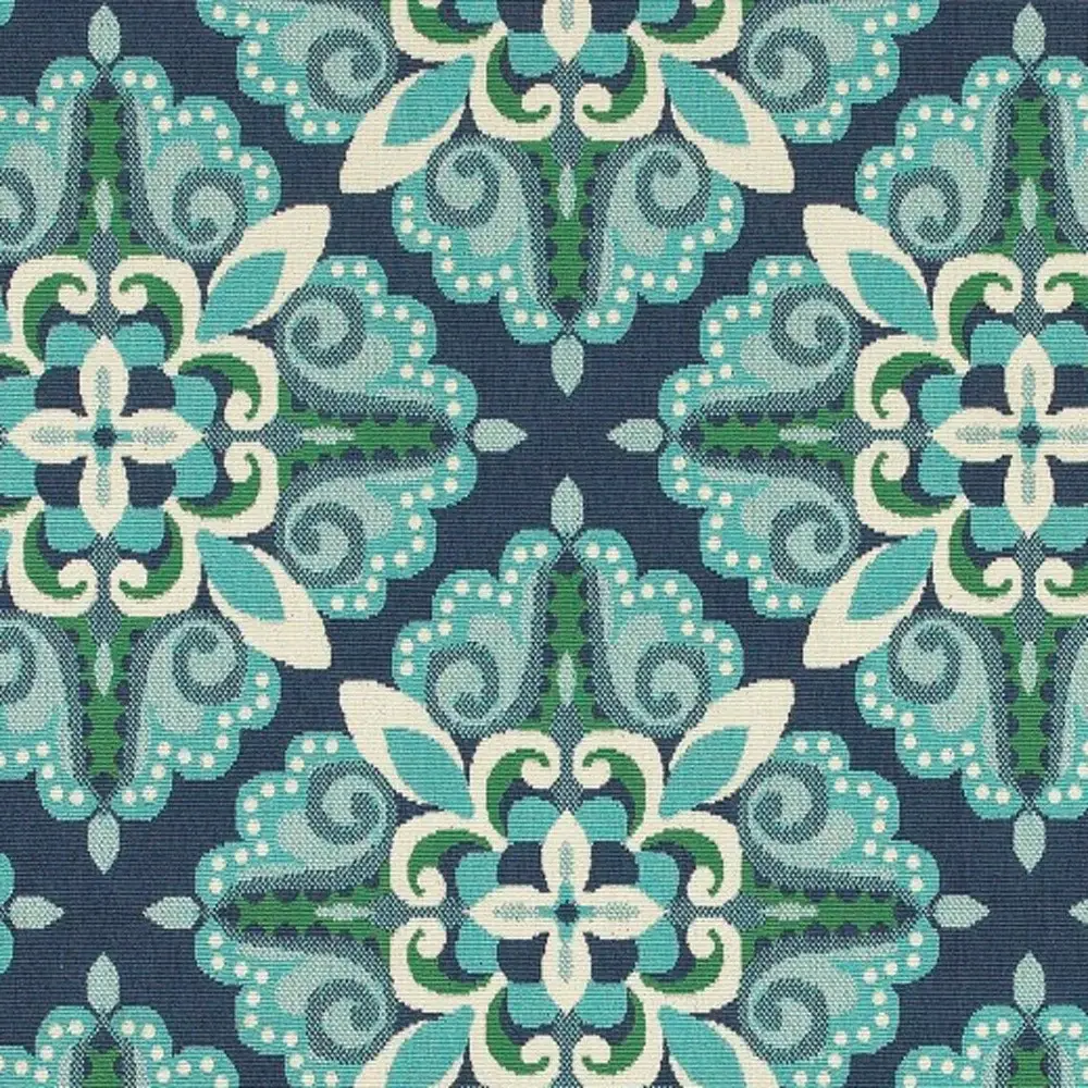 5' X 8' Blue and Green Indoor Outdoor Area Rug - Image 3