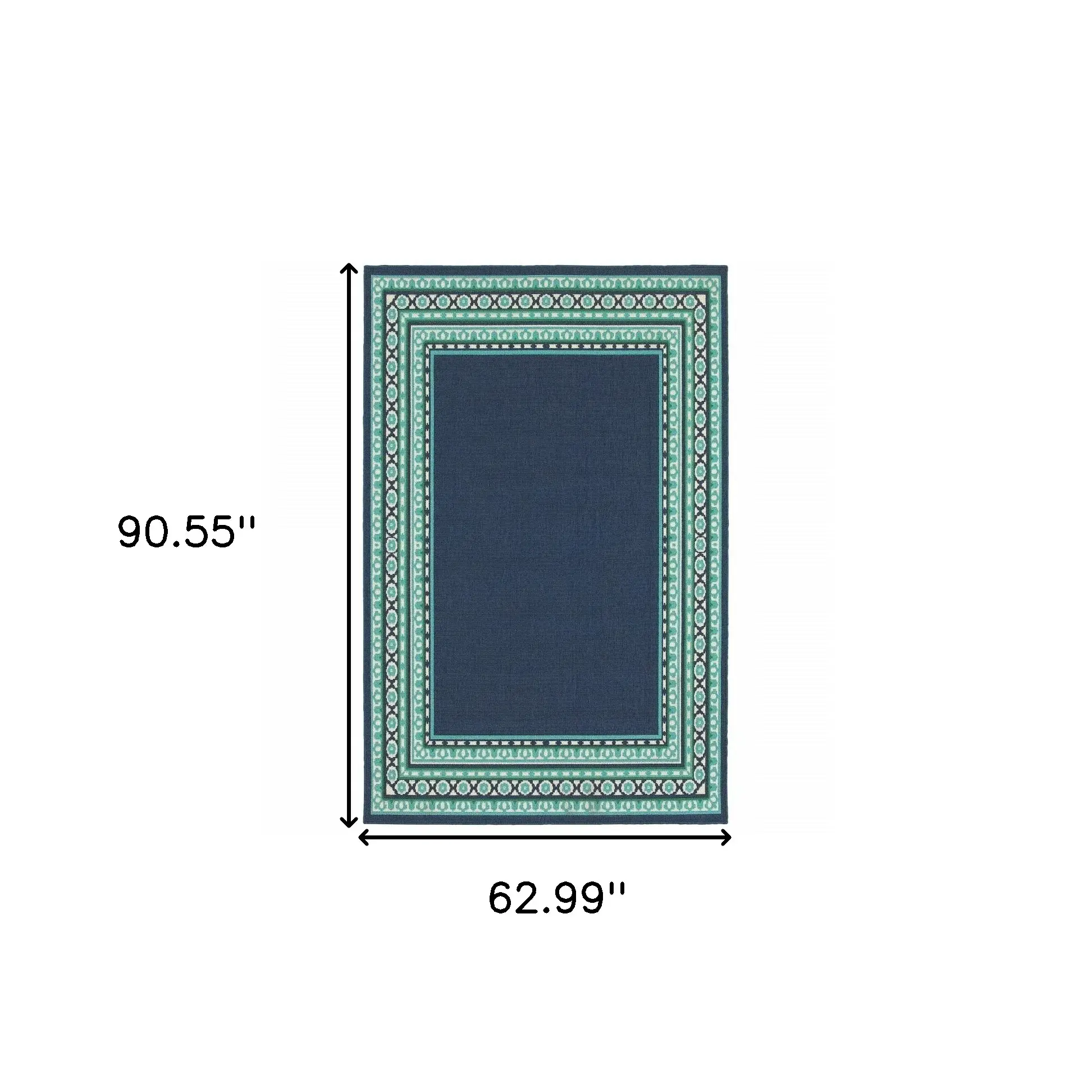 5' X 8' Blue and Green Indoor Outdoor Area Rug - Image 8