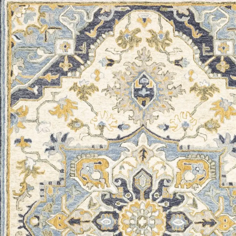 5' X 8' Blue And Ivory Bohemian Area Rug - Image 2