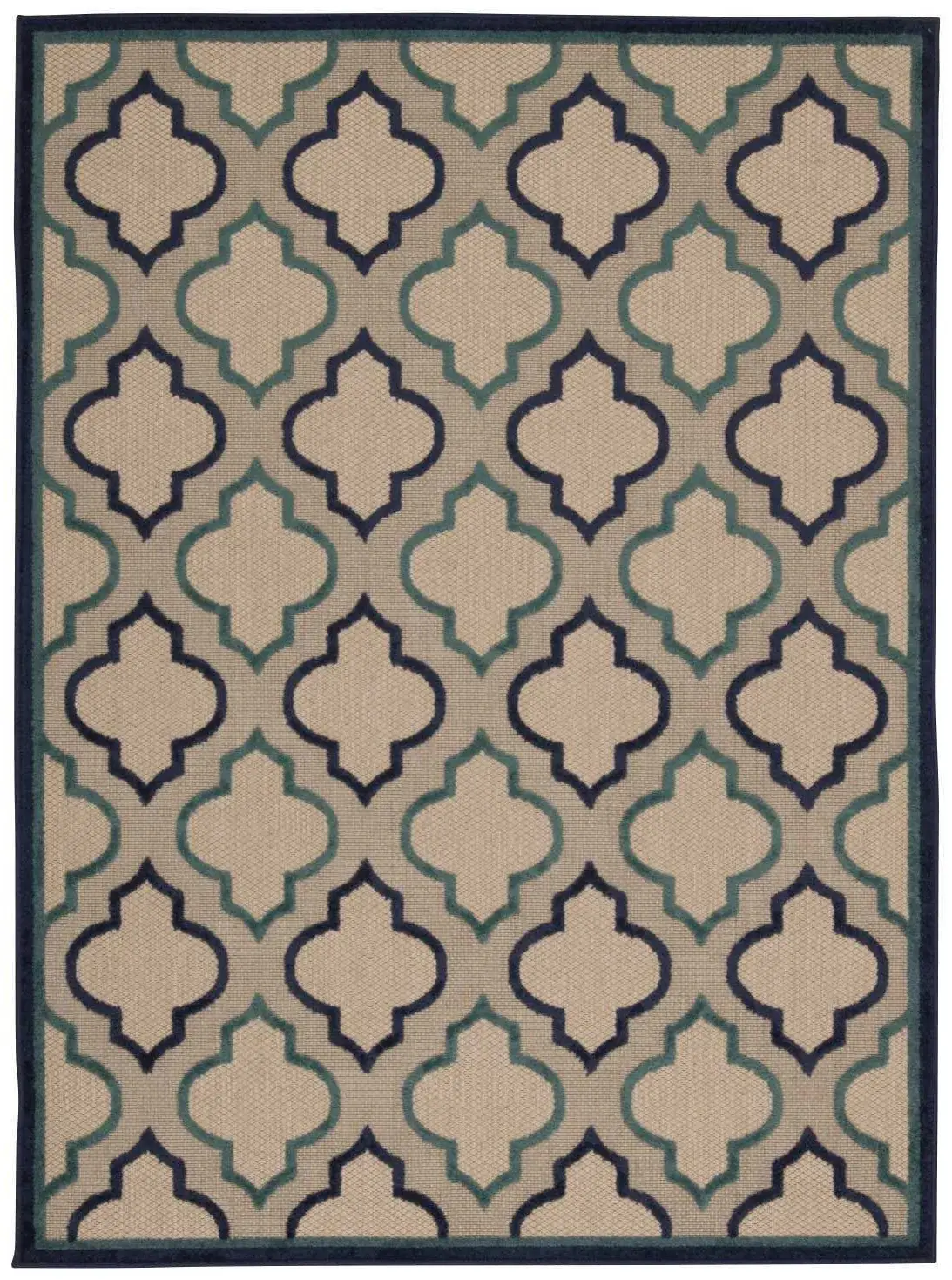 5' X 8' Blue And Ivory Indoor Outdoor Area Rug - Image 2