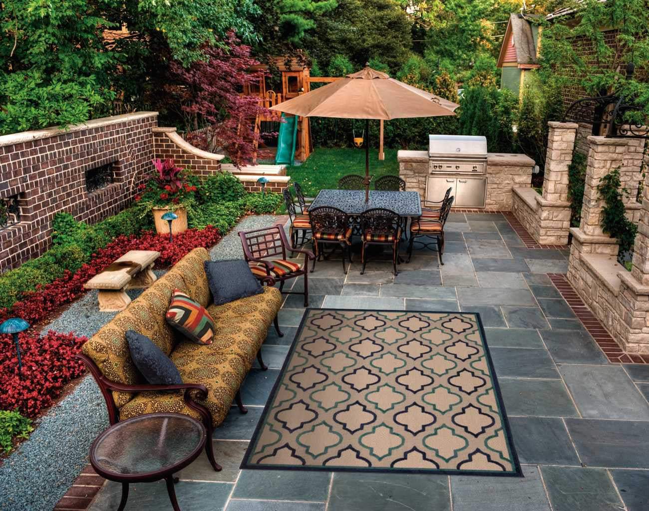 5' X 8' Blue And Ivory Indoor Outdoor Area Rug - Image 6