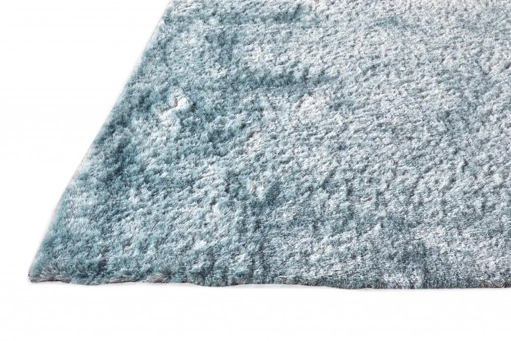 5' X 8' Blue And Silver Shag Tufted Handmade Area Rug - Image 4