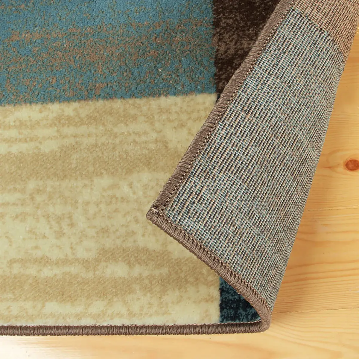5' X 8' Blue And Teal Geometric Power Loom Stain Resistant Area Rug - Image 3