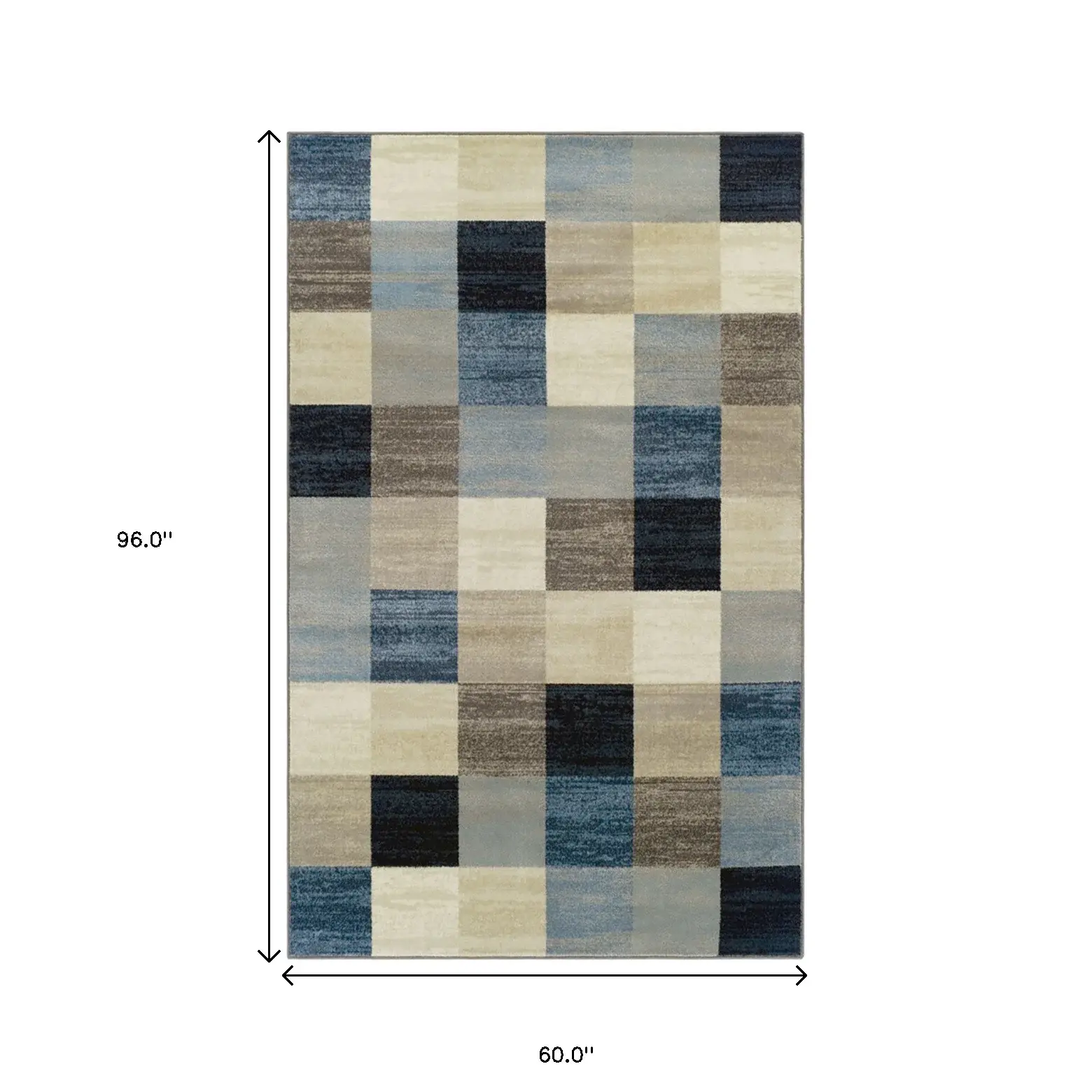 5' X 8' Blue And Teal Geometric Power Loom Stain Resistant Area Rug - Image 6