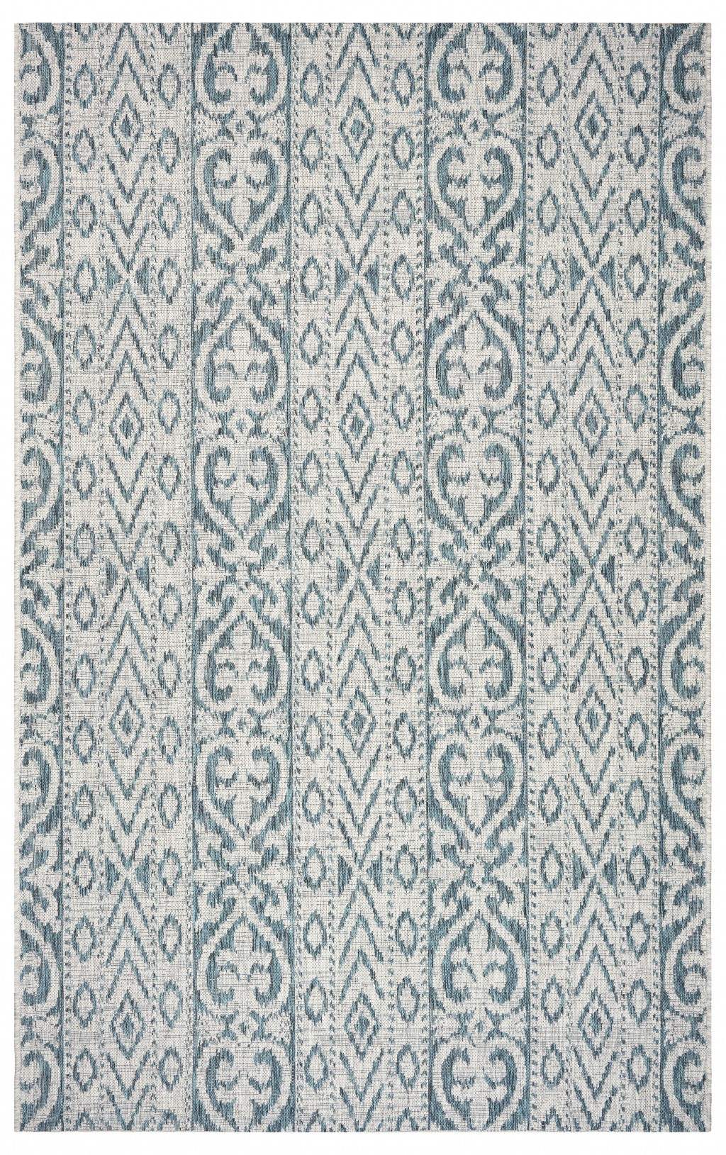 5' X 8' Blue And White Indoor Outdoor Area Rug