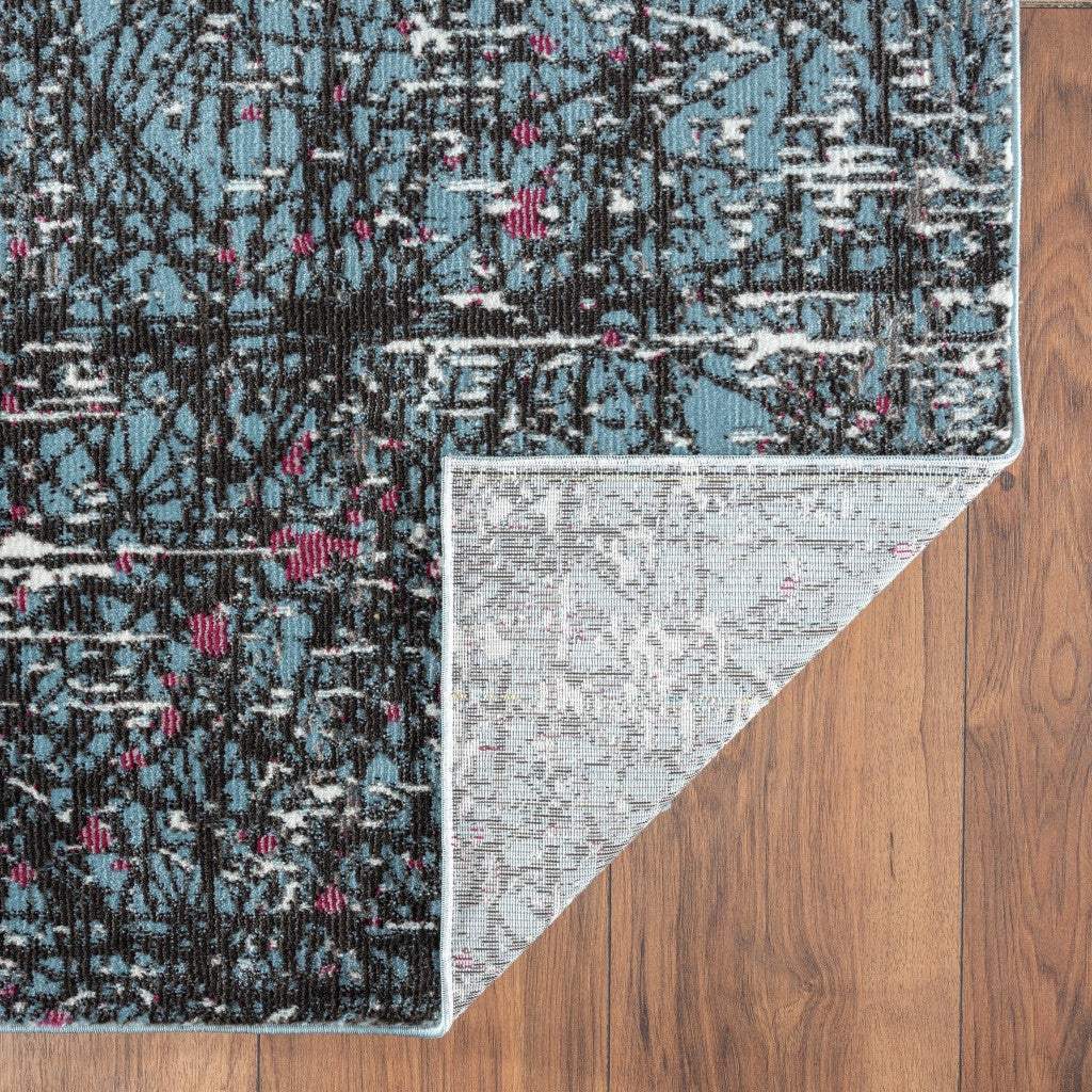 5' X 8' Blue Chaotic Strokes Area Rug - Image 3