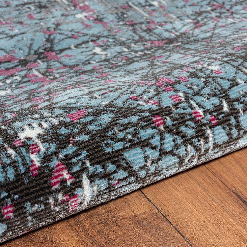 5' X 8' Blue Chaotic Strokes Area Rug - Image 4