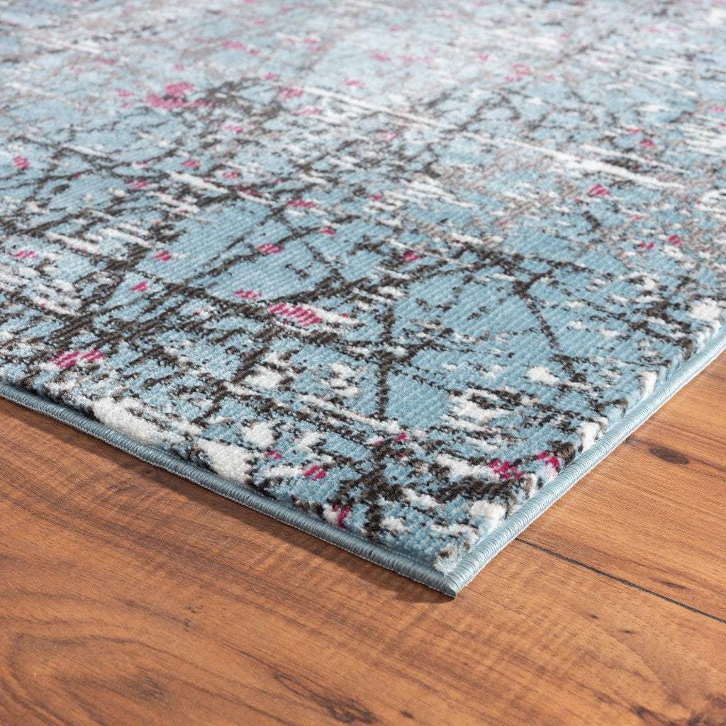 5' X 8' Blue Chaotic Strokes Area Rug - Image 5