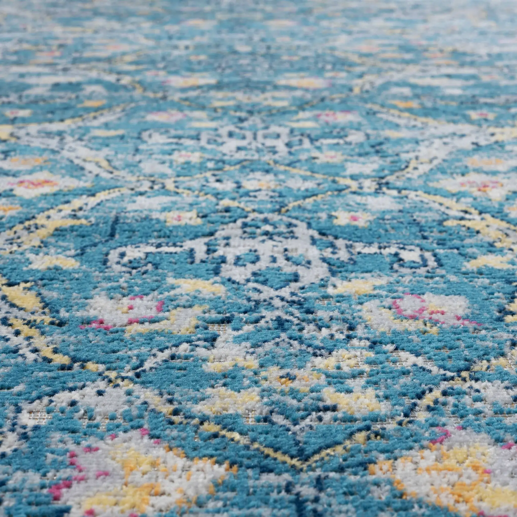 5' X 8' Blue Floral Stain Resistant Indoor Outdoor Area Rug - Image 8