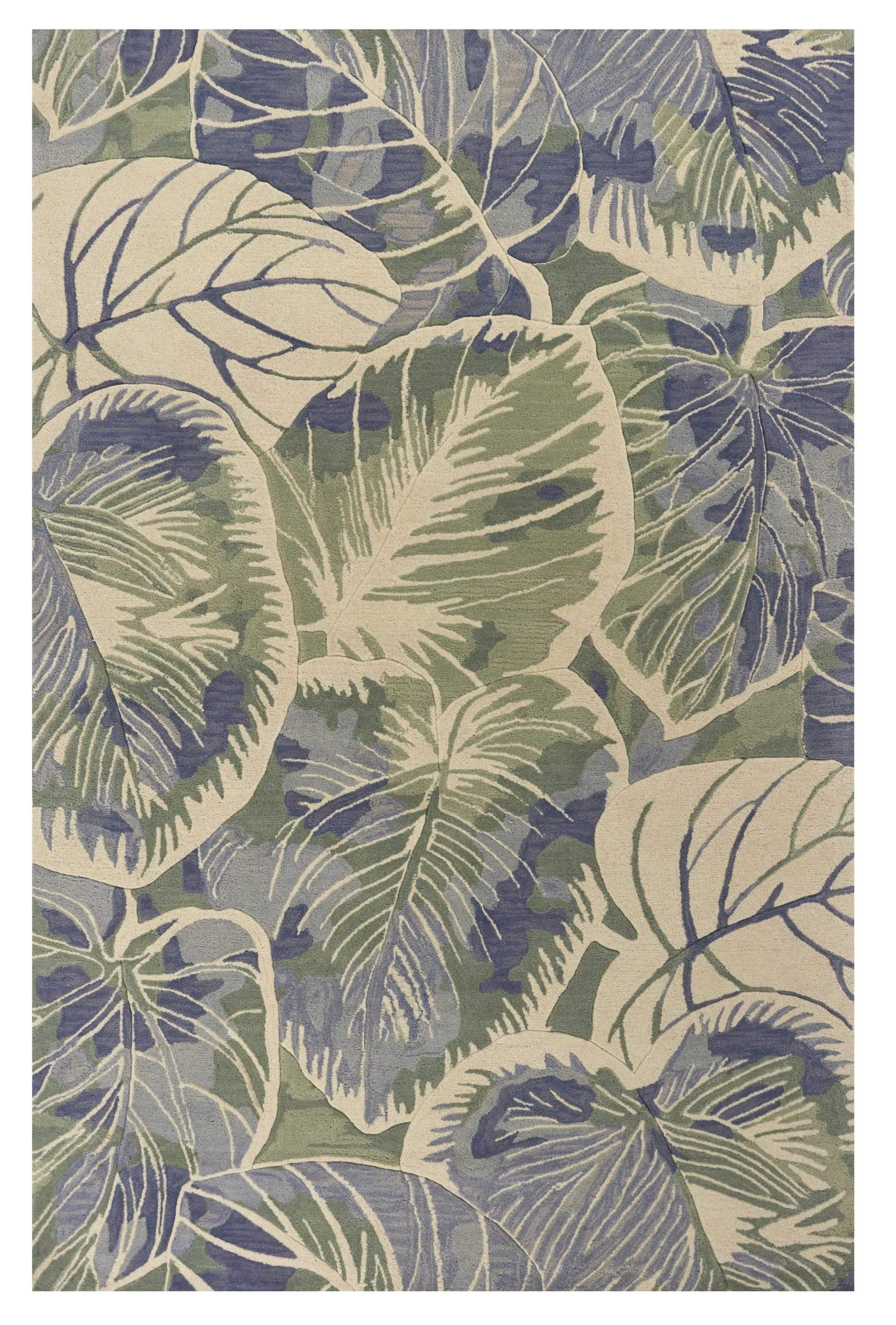 5' X 8' Blue Green Hand Tufted Caladium Indoor Area Rug - Image 2
