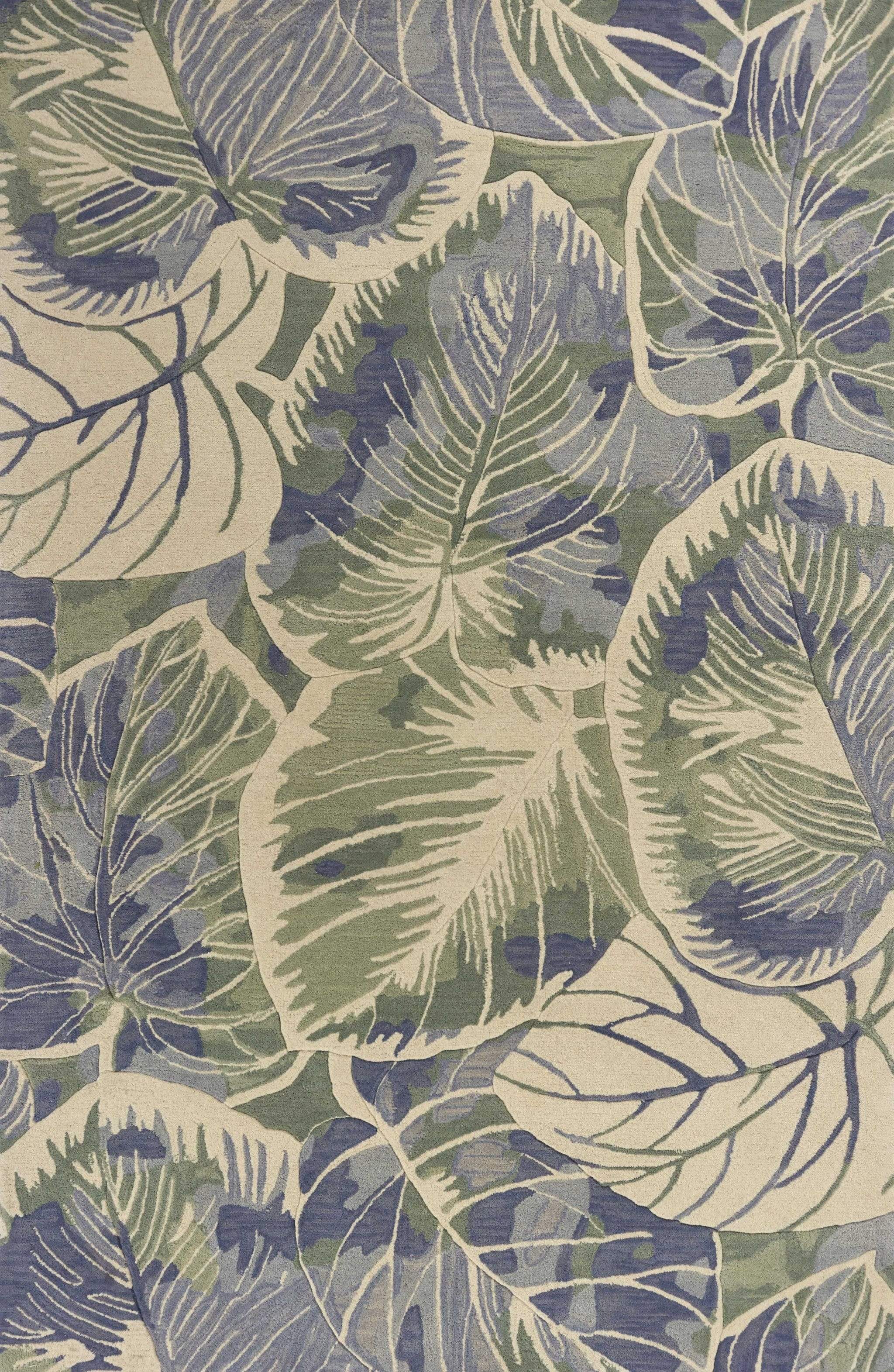 5' X 8' Blue Green Hand Tufted Caladium Indoor Area Rug - Image 7