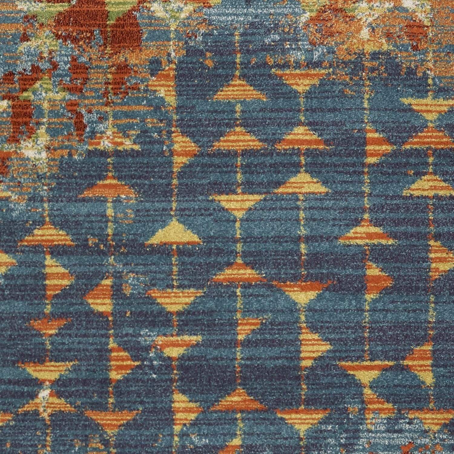 5' X 8' Blue Or Coral Abstract Triangle Indoor Area Rug - Image 3