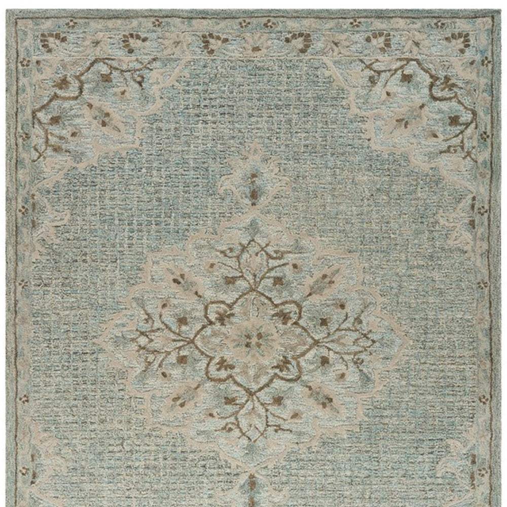 5' X 8' Blue Wool Hand Tufted Area Rug - Image 8
