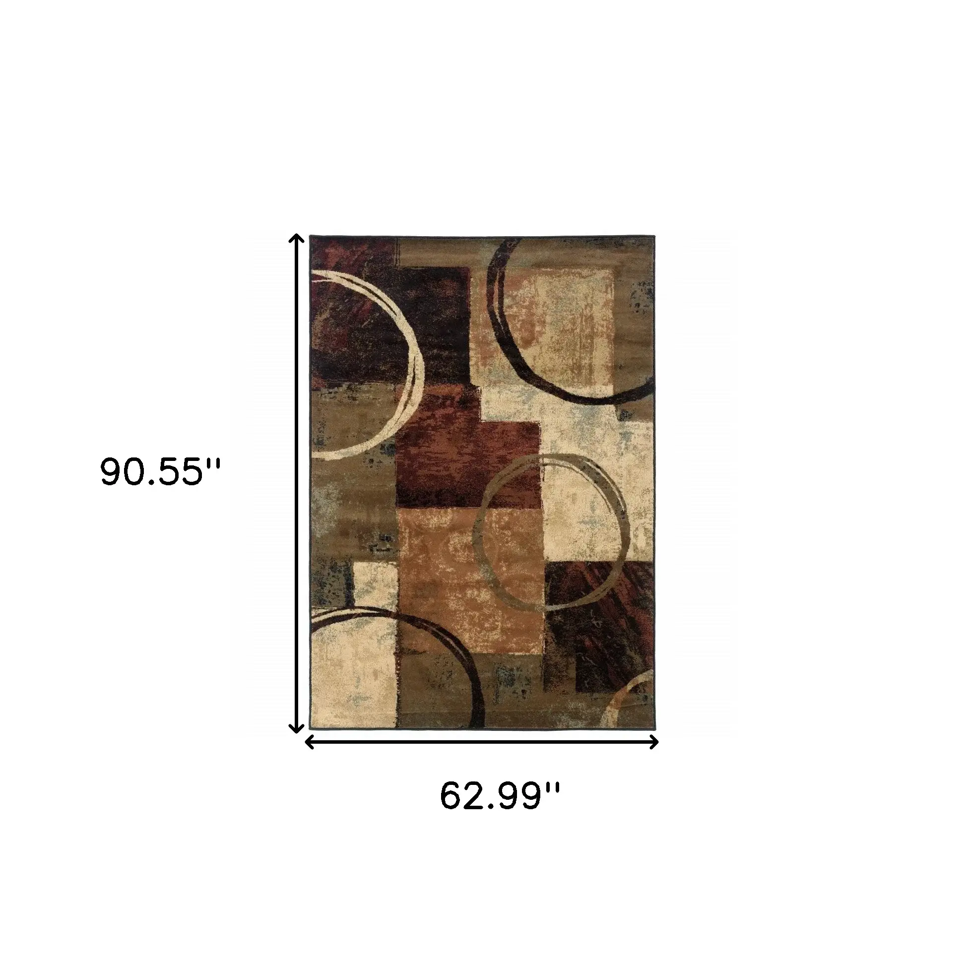 5' X 8' Brown And Black Abstract Geometric Area Rug - Image 3
