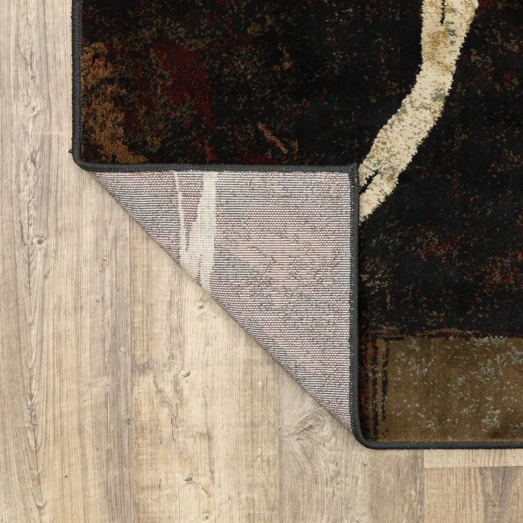 5' X 8' Brown And Black Abstract Geometric Area Rug - Image 4