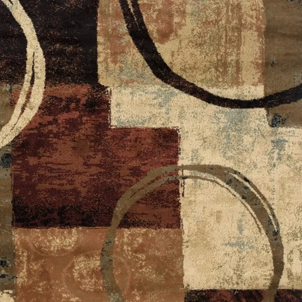 5' X 8' Brown And Black Abstract Geometric Area Rug - Image 5