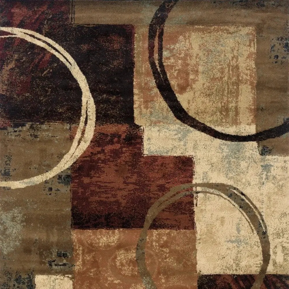 5' X 8' Brown And Black Abstract Geometric Area Rug - Image 6