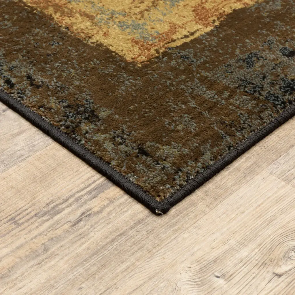5' X 8' Brown And Black Abstract Geometric Area Rug - Image 7