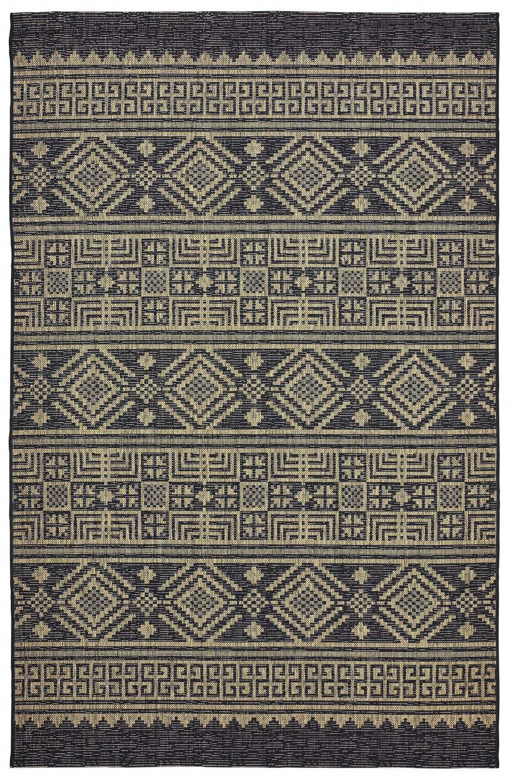 5' X 8' Brown And Black Indoor Outdoor Area Rug