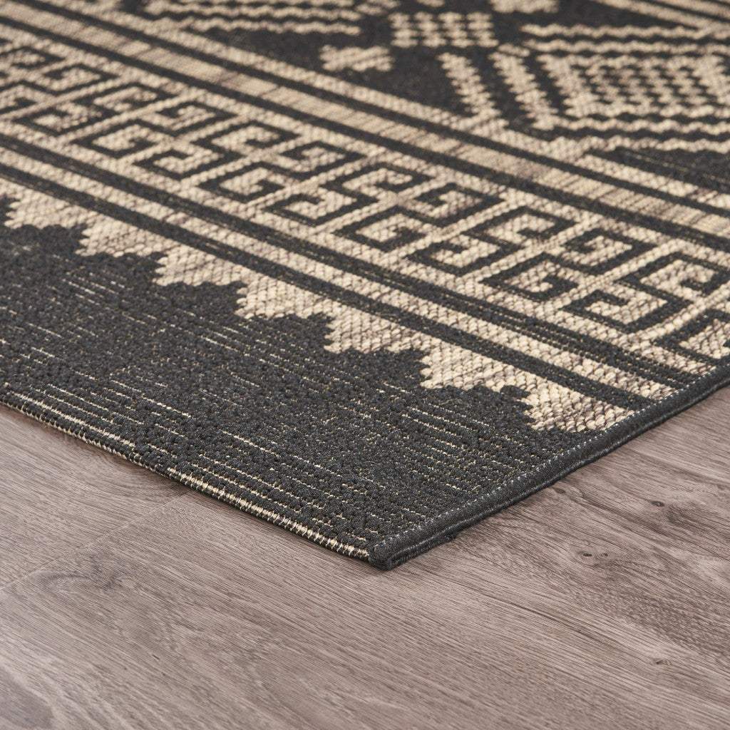 5' X 8' Brown And Black Indoor Outdoor Area Rug - Image 3