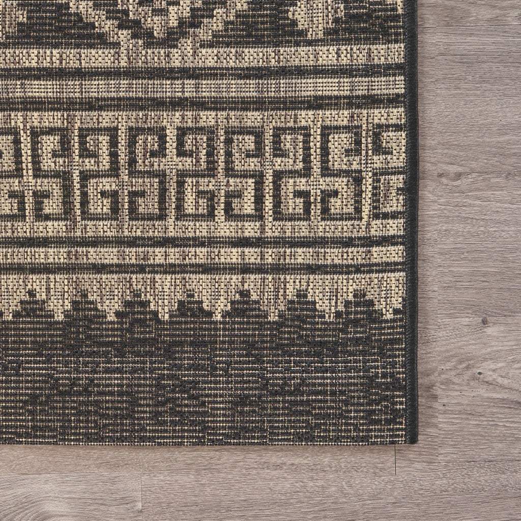 5' X 8' Brown And Black Indoor Outdoor Area Rug - Image 4