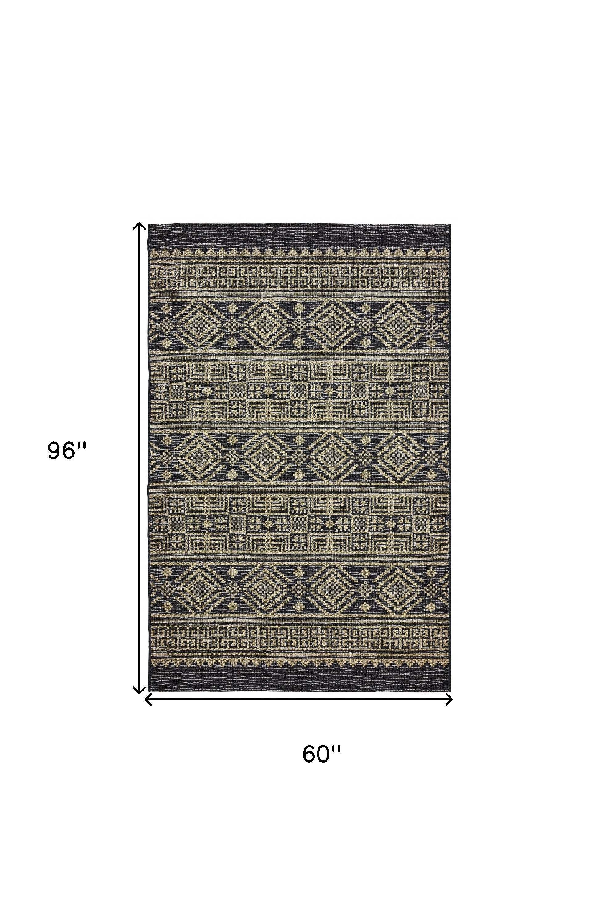 5' X 8' Brown And Black Indoor Outdoor Area Rug - Image 6