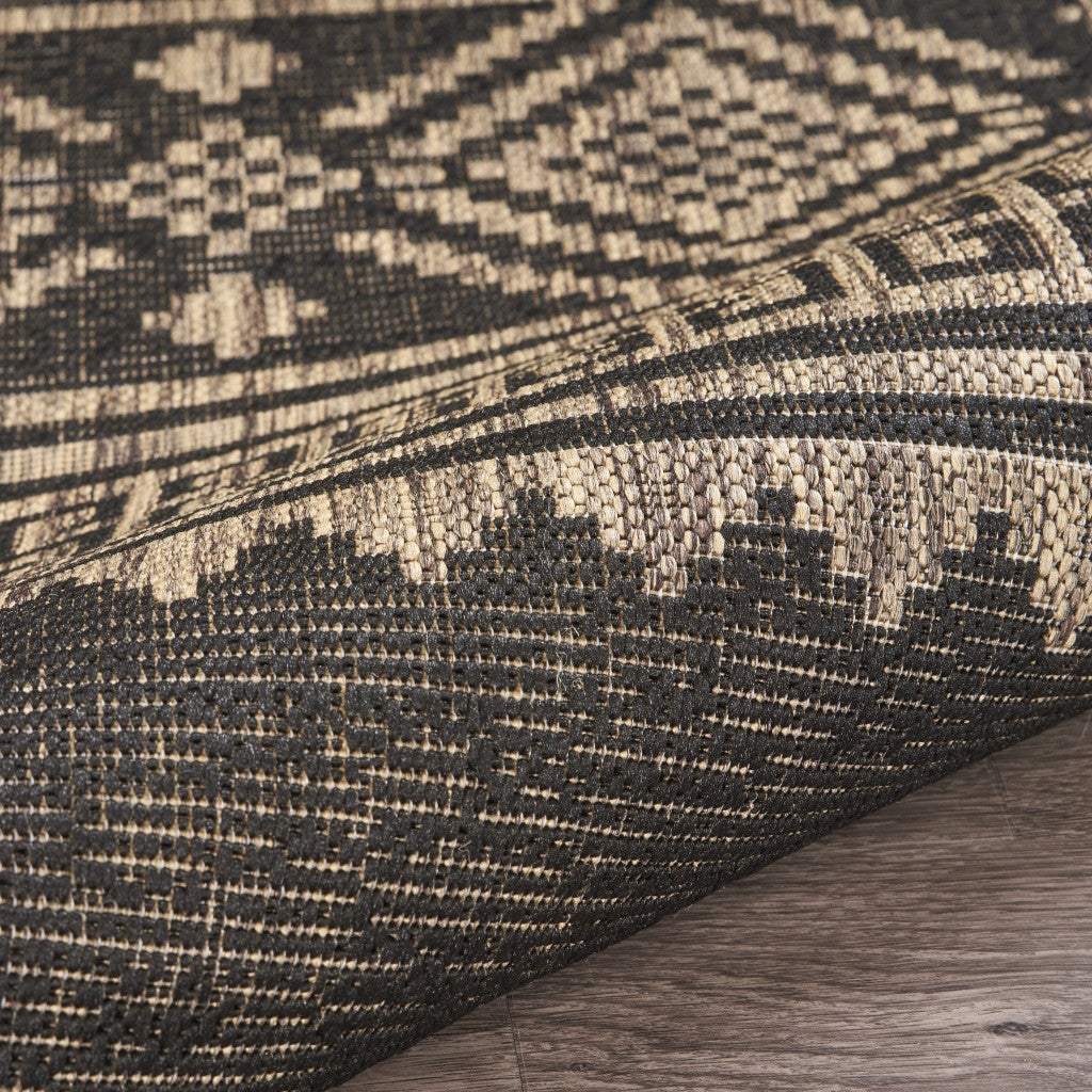 5' X 8' Brown And Black Indoor Outdoor Area Rug - Image 9