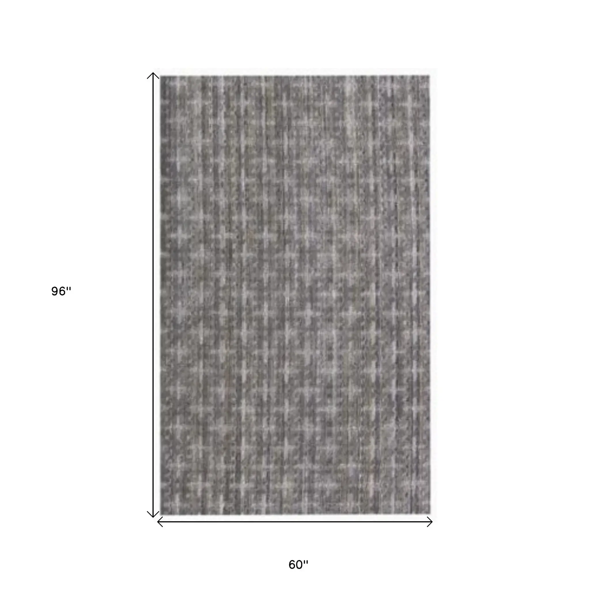5' X 8' Brown And Dark Grey Plaid Cross Hand Loomed Area Rug - Image 3