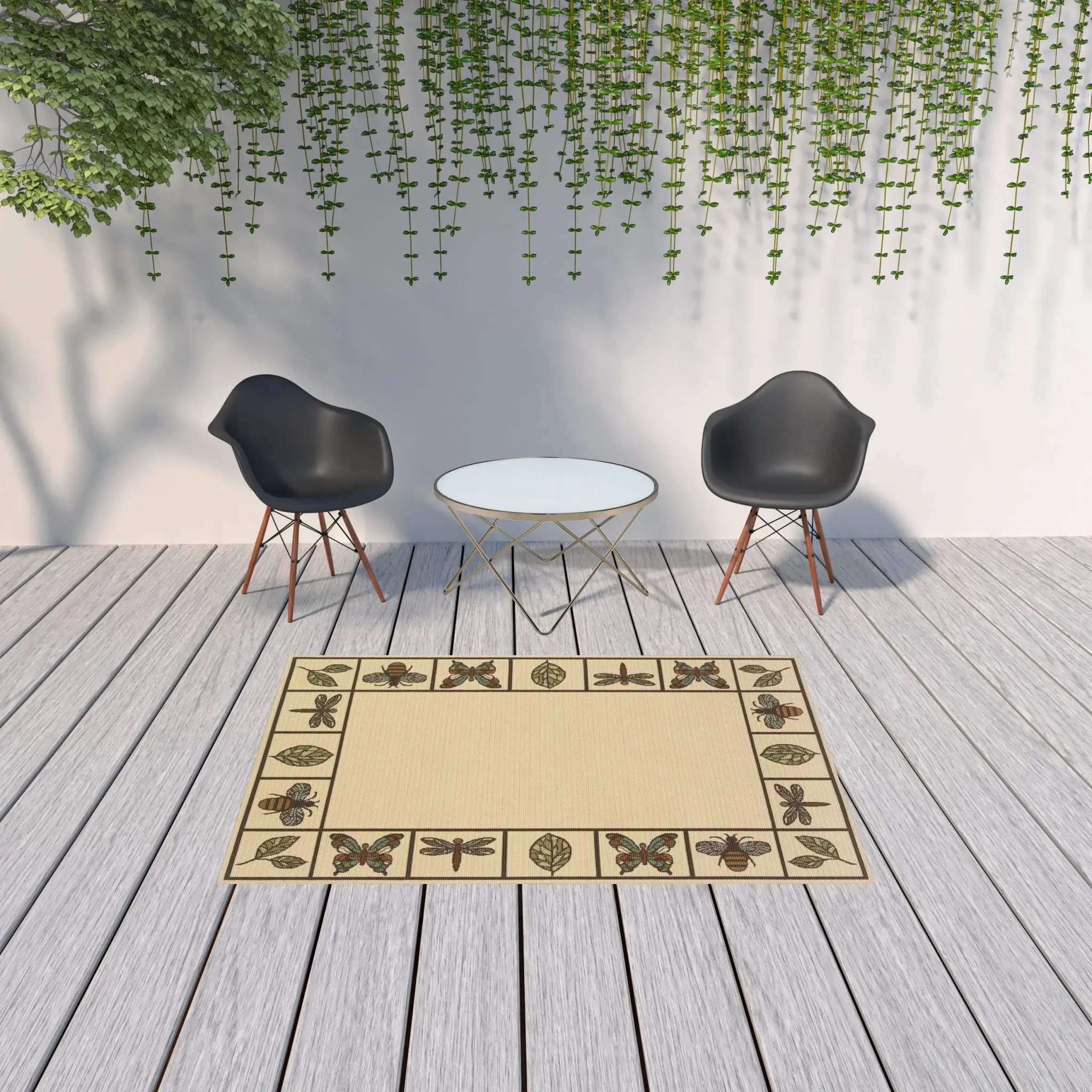 5' X 8' Brown and Ivory Abstract Stain Resistant Indoor Outdoor Area Rug - Image 2