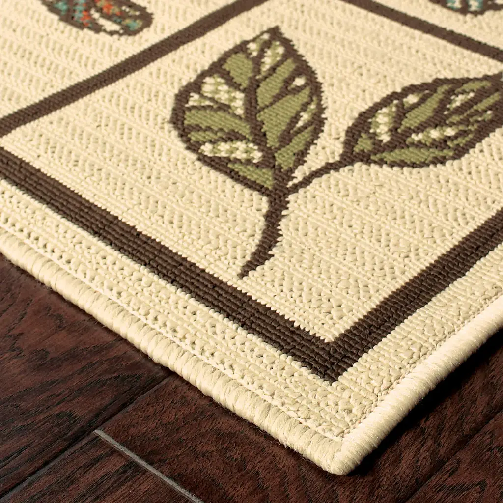 5' X 8' Brown and Ivory Abstract Stain Resistant Indoor Outdoor Area Rug - Image 3