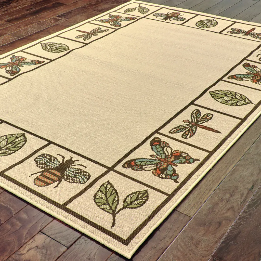 5' X 8' Brown and Ivory Abstract Stain Resistant Indoor Outdoor Area Rug - Image 4