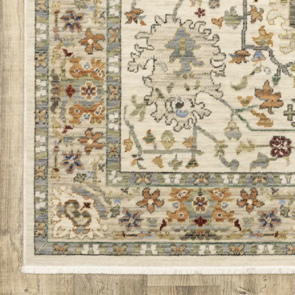 5' X 8' Brown And Ivory Oriental Power Loom Stain Resistant Area Rug With Fringe - Image 3