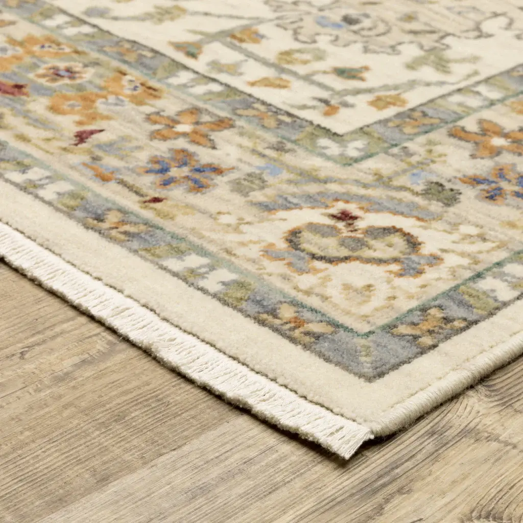 5' X 8' Brown And Ivory Oriental Power Loom Stain Resistant Area Rug With Fringe - Image 4