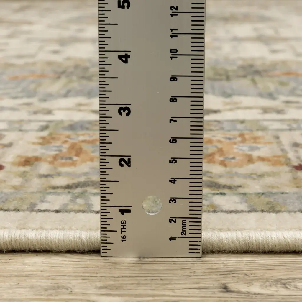 5' X 8' Brown And Ivory Oriental Power Loom Stain Resistant Area Rug With Fringe - Image 8