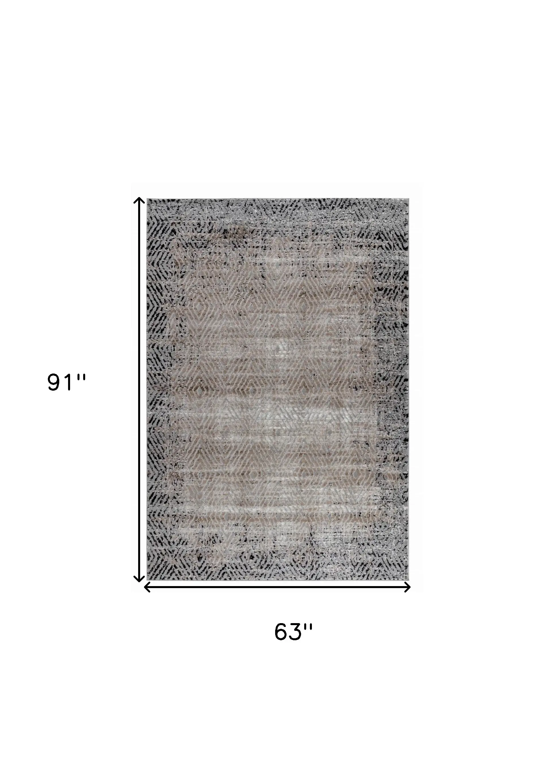 5' X 8' Brown Geometric Area Rug - Image 2