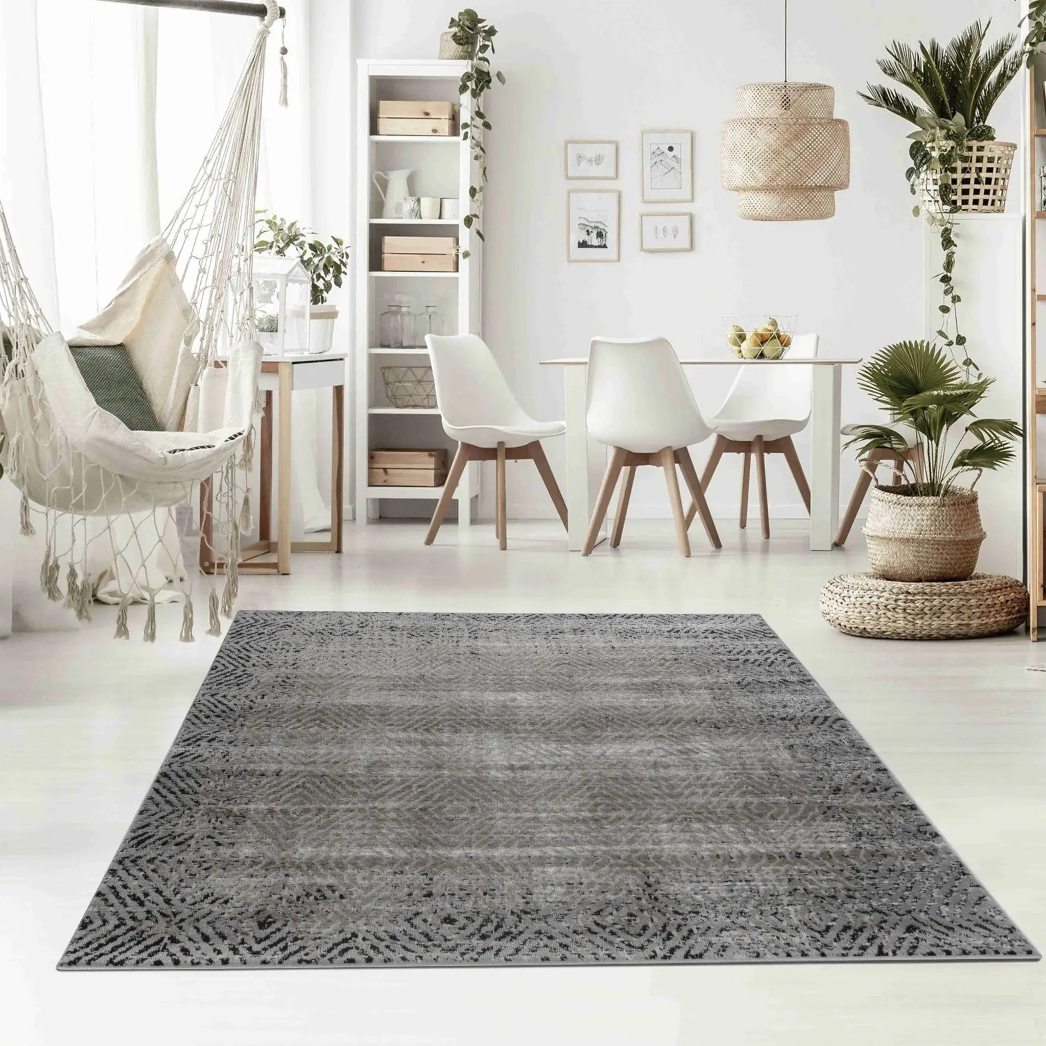 5' X 8' Brown Geometric Area Rug - Image 3