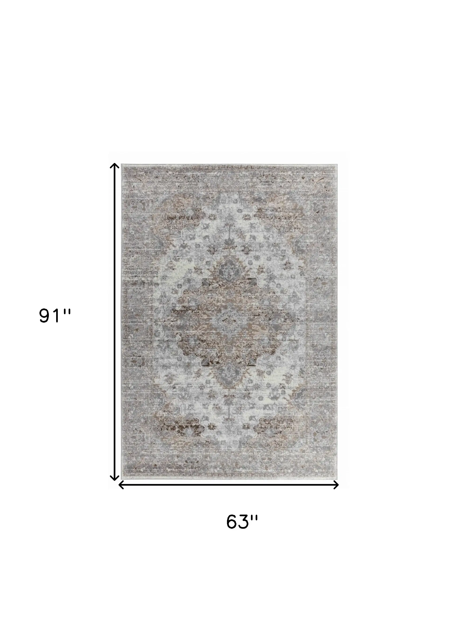 5' X 8' Brown Oriental Area Rug - Image 2