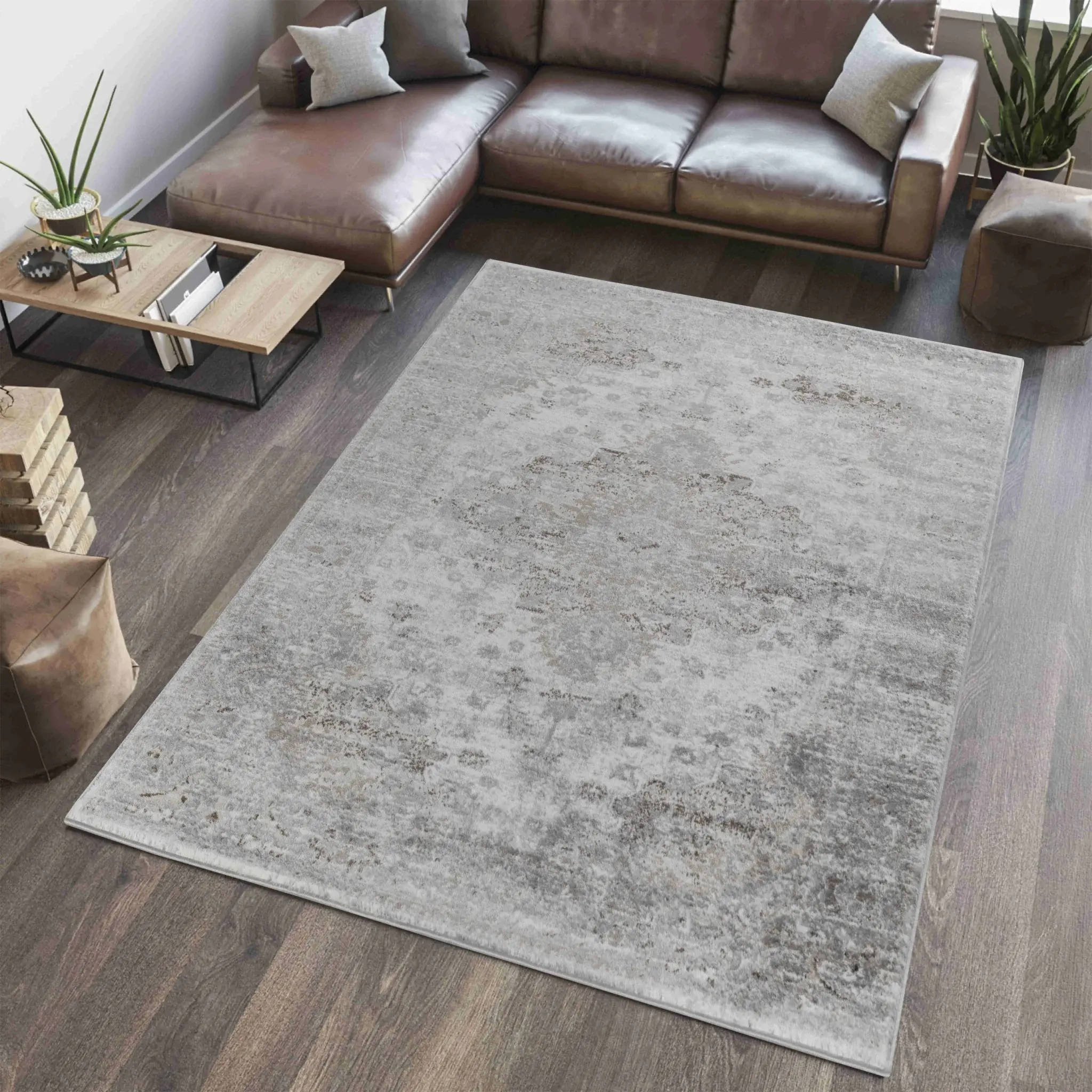5' X 8' Brown Oriental Area Rug - Image 4