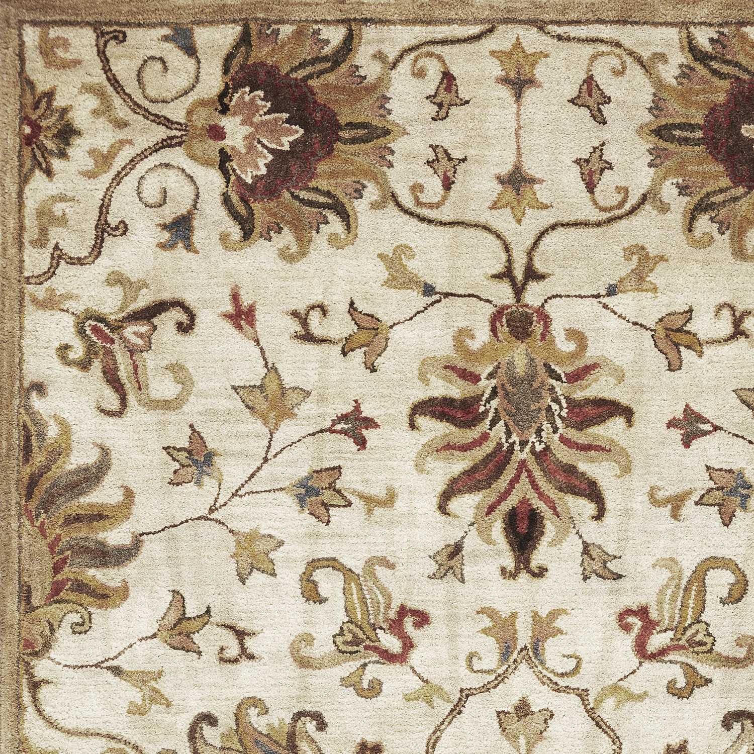 5' X 8' Champagne Beige Hand Tufted Traditional Floral Indoor Area Rug - Image 4