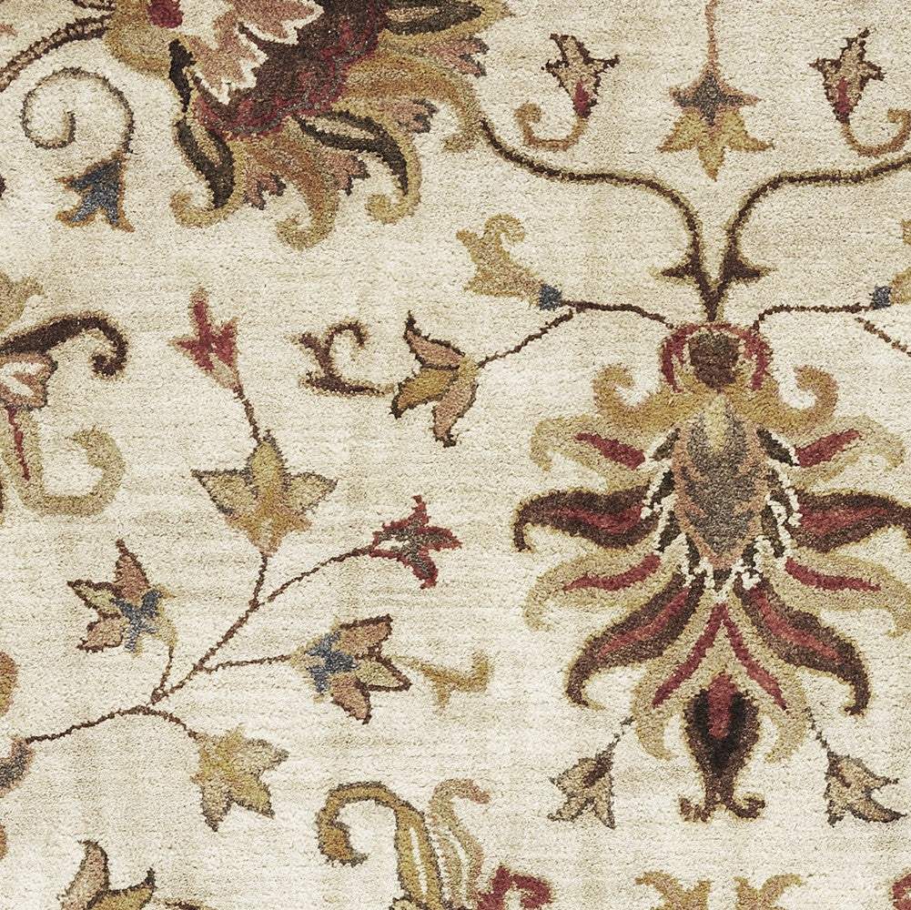 5' X 8' Champagne Beige Hand Tufted Traditional Floral Indoor Area Rug - Image 5