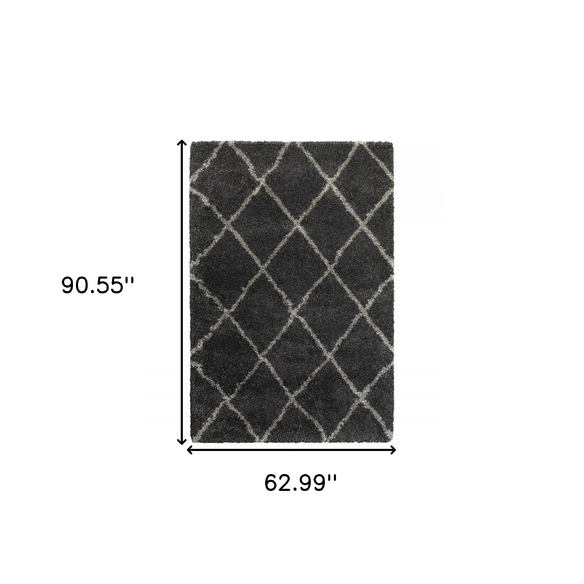 5' X 8' Charcoal And Grey Geometric Shag Power Loom Stain Resistant Area Rug - Image 4