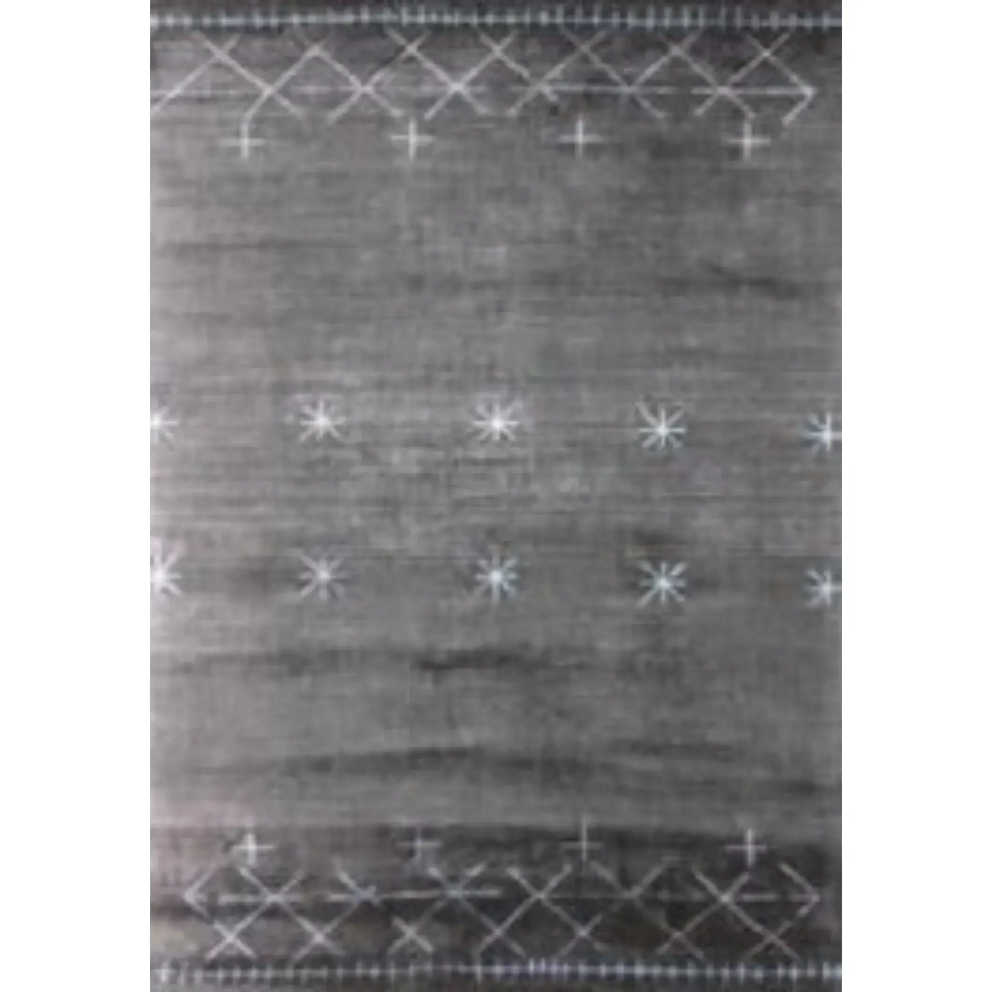5' X 8' Charcoal And Silver Abstract Ombre with Stars Hand Loomed Area Rug - Image 2
