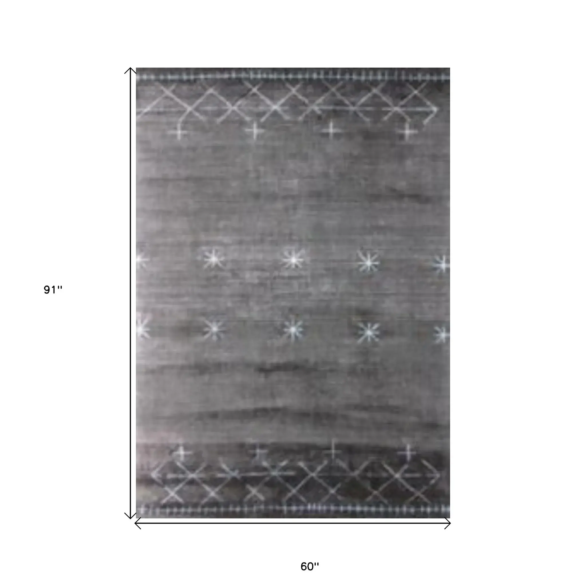 5' X 8' Charcoal And Silver Abstract Ombre with Stars Hand Loomed Area Rug - Image 3