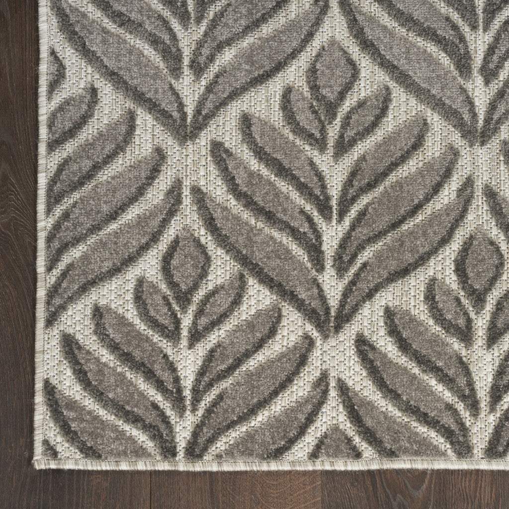 5' X 8' Charcoal Floral Stain Resistant Non Skid Area Rug - Image 3