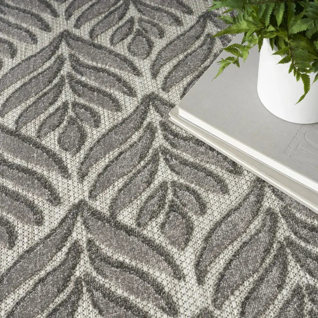 5' X 8' Charcoal Floral Stain Resistant Non Skid Area Rug - Image 6