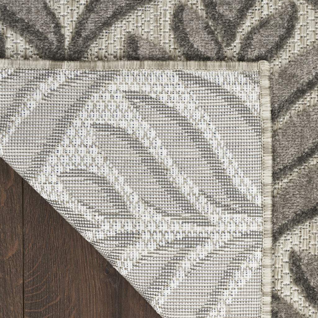 5' X 8' Charcoal Floral Stain Resistant Non Skid Area Rug - Image 7