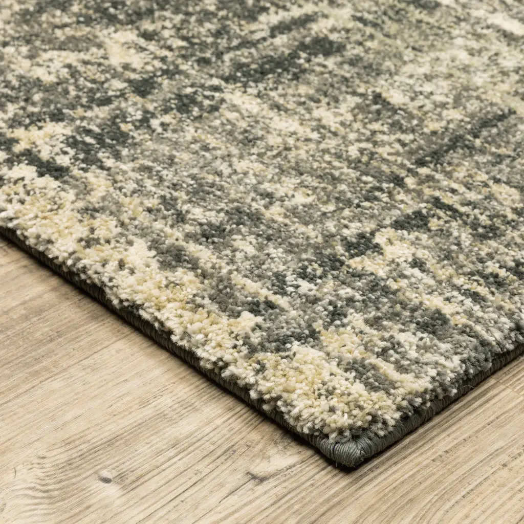 5' X 8' Charcoal Grey Beige And Tan Abstract Power Loom Stain Resistant Area Rug - Image 4
